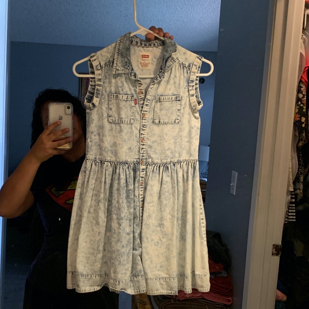 LEVI'S, Girl's two tone, sleeveless, denim dress
